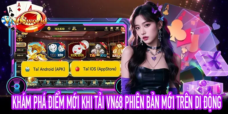 Giao diện di động hiện đại sau khi người dùng tải VN68 mới